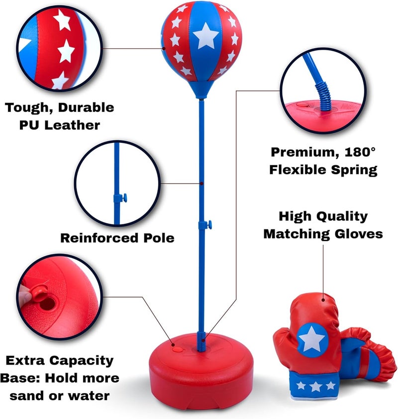 Klevly Punching Bag for Kids Ages 3-8 Yrs | Kids Punching Bag with Boxing Gloves | Height Adjustable | Ideal Christmas and Birthday Gift | Boys Toys Age 3 4 5 6 7 8 - Image 4